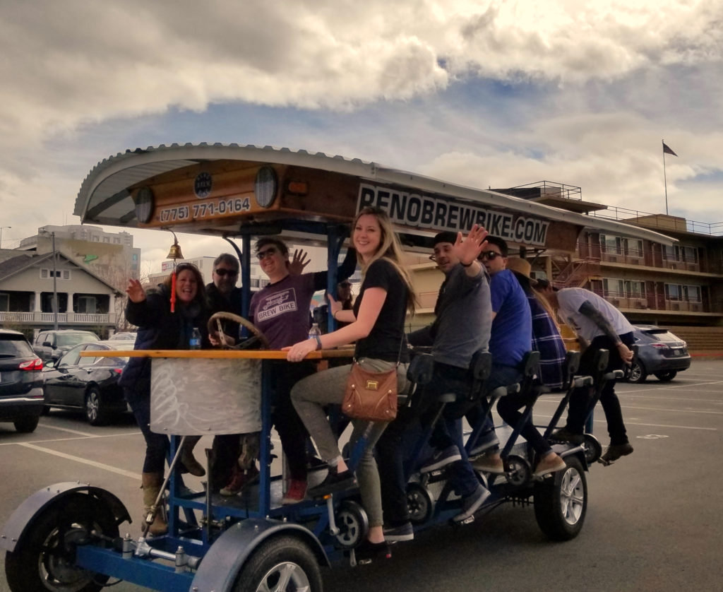 Driver and passengers enjoying the outdoors