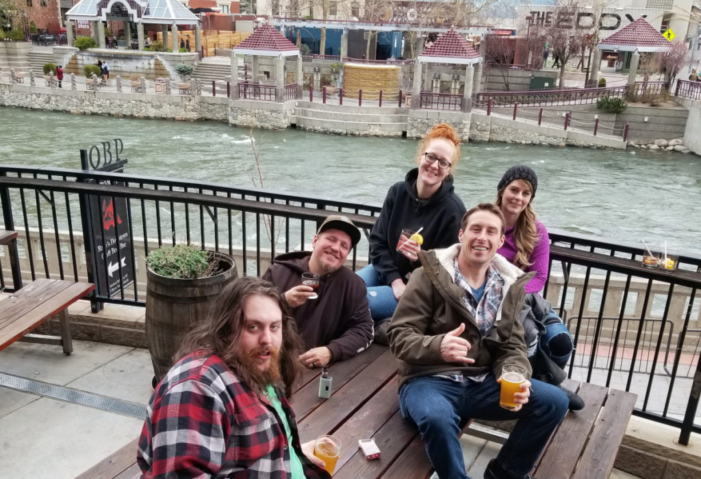 passengers enjoying patio for group activity 