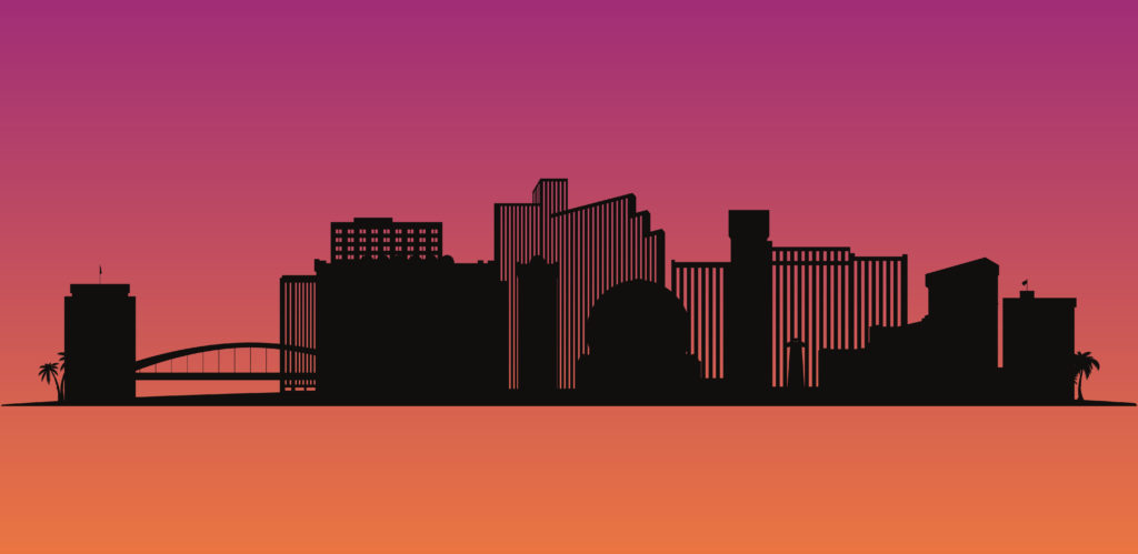 Reno bachelor party nightlife skyline graphic 