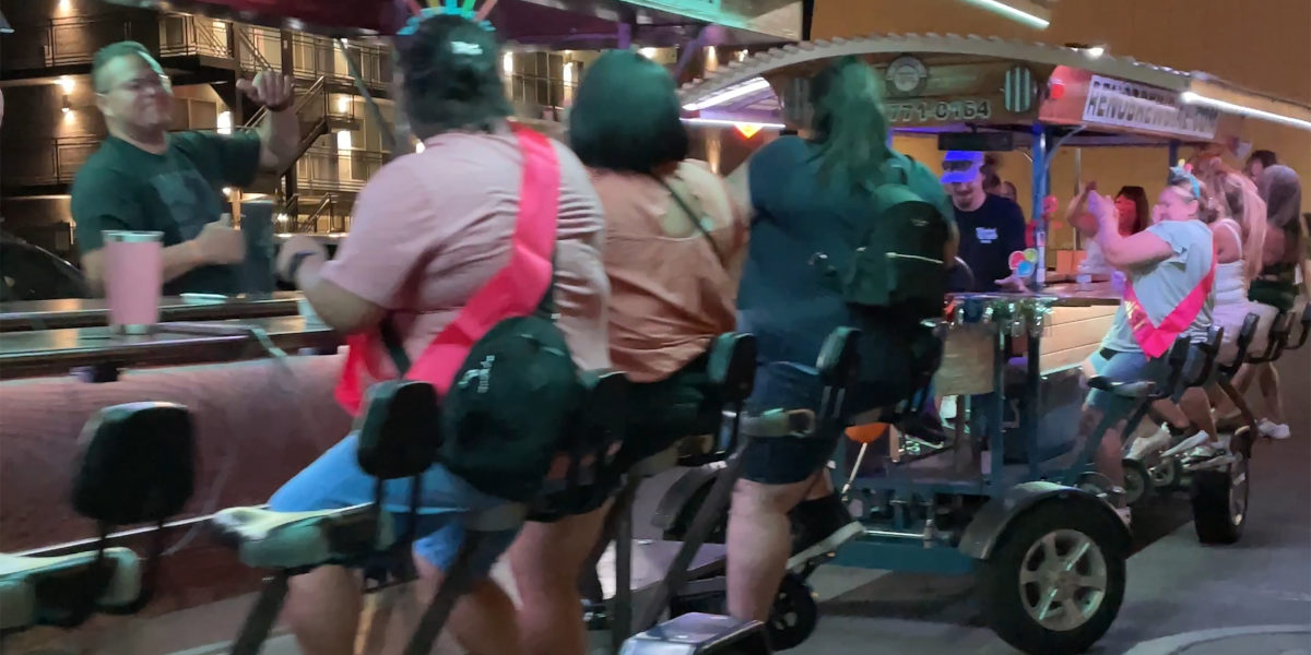 DoubleRenoBrewBike People having fun in Reno on a double bike ride